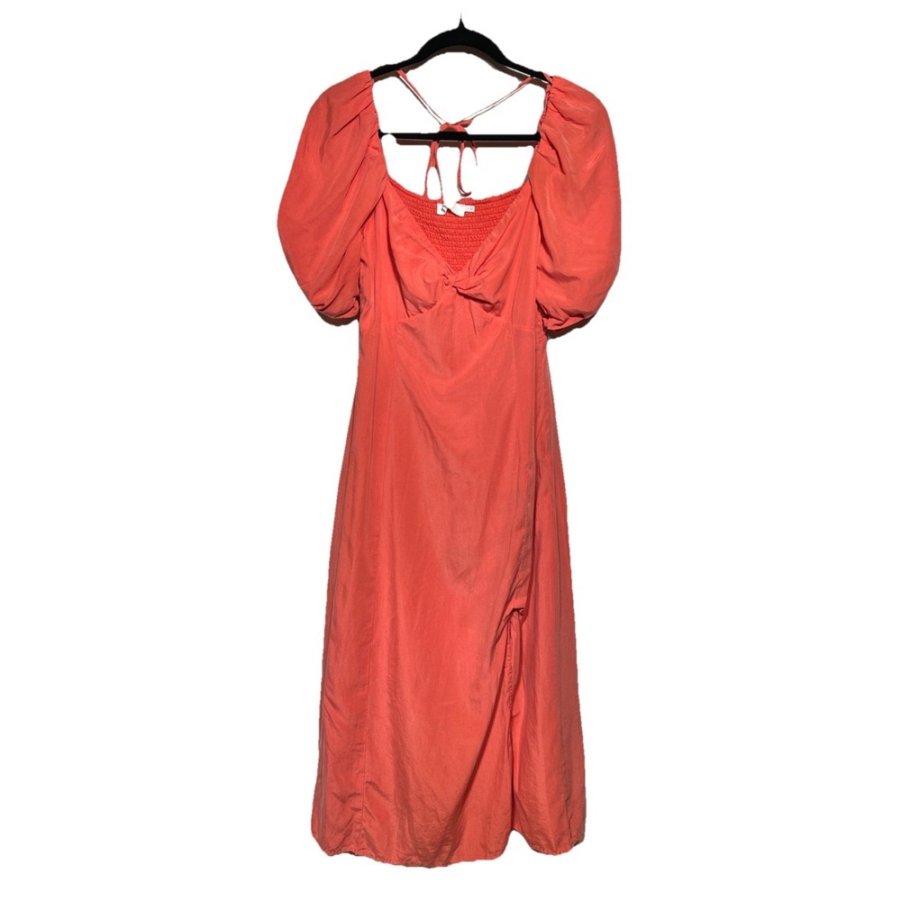 Astr The Label‎ Fern Puff Sleeve Midi Dress Pink Punch Women's Size Large